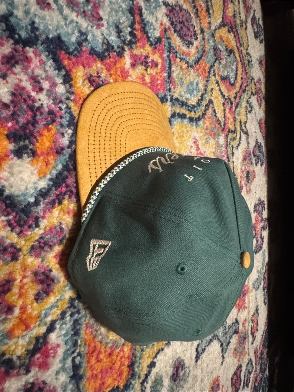 New Era Teal Crown Mustard Yellow Visor Snapback Hat